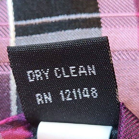 Arrow Plaid Black Purple Gray Textured 100% Silk Pointed Tie - Picture 7 of 7